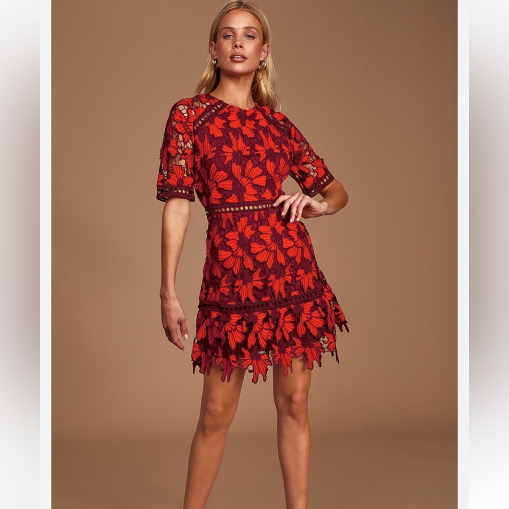 Lulus love me forever red crochet dress